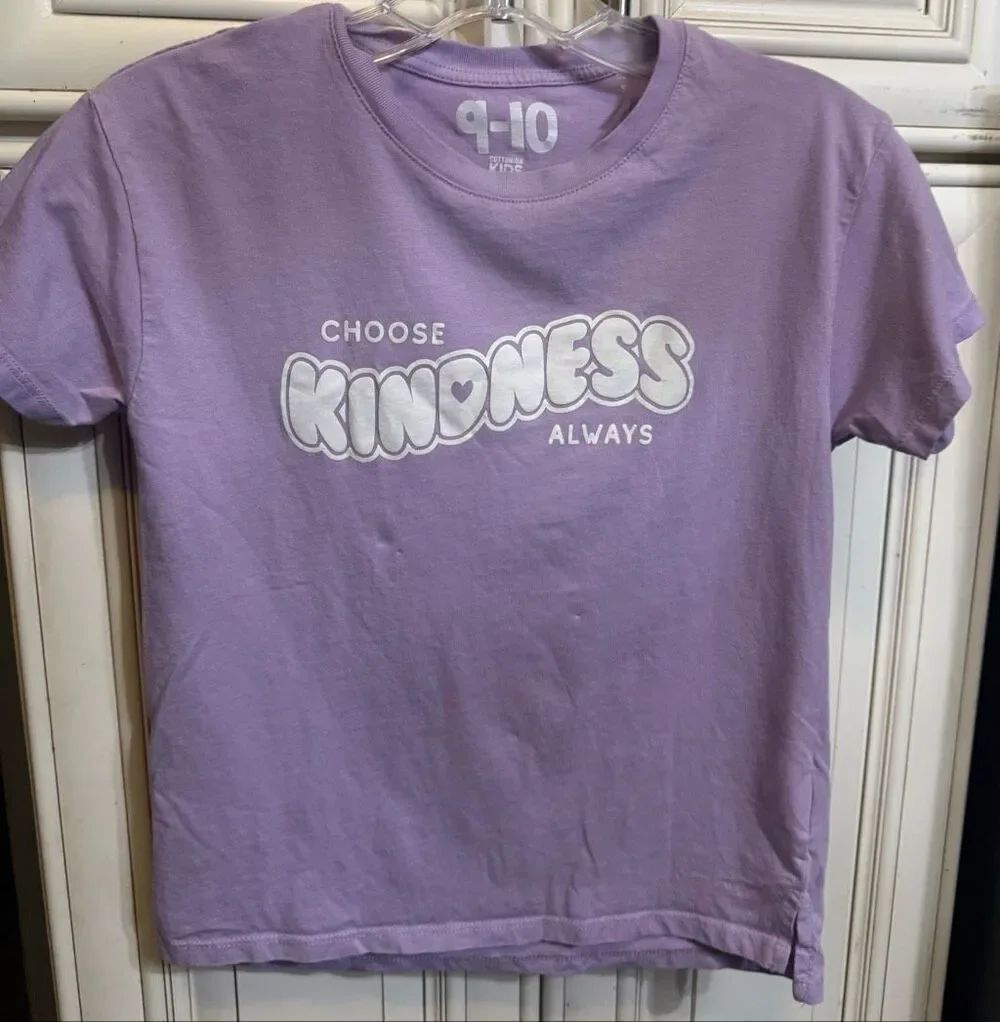 Cotton On Girls Choose Kindness Always Short Sleeve T-Shirt Lavender Size 9-10